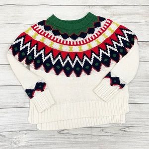 Aerie Chunky Fair Isle Winter Oversize Christmas Sweater Red, Green, Yellow SM